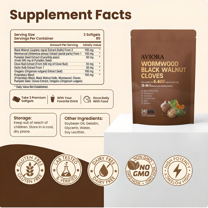 18-in-1 Wormwood Parasite Cleanse — 6,600 mg Odorless Softgels